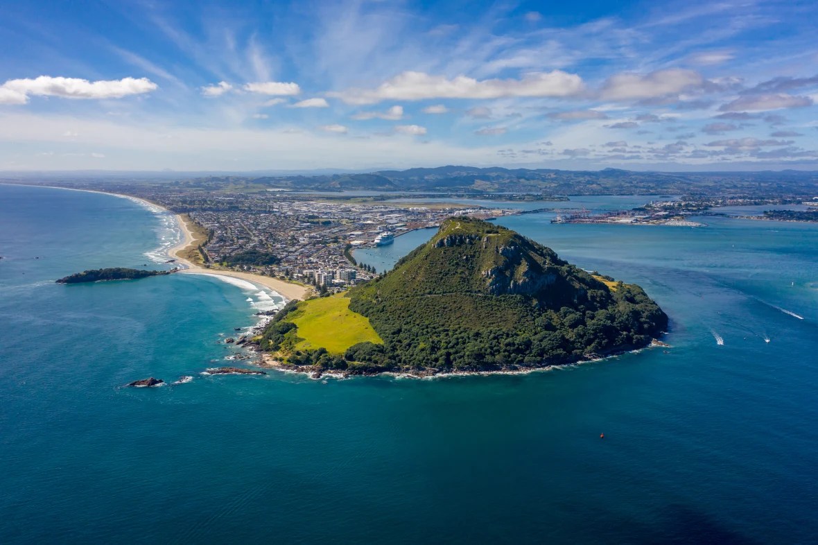 Mount Maunganui, een van de mooie en niet te missen plekken tijdens een reis door het Noordereiland van Nieuw-Zeeland